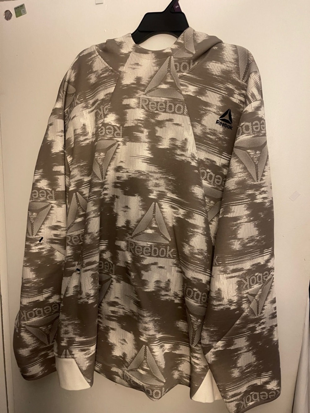 Reebok Taupe & Cream Allover Logo Hoodie